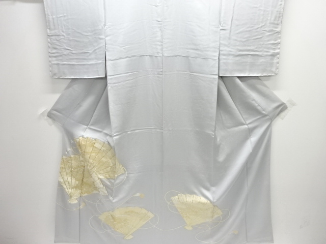 JAPANESE KIMONO / IRO-TOMESODE / EMBROIDERY / FOLDING FAN PATTERN